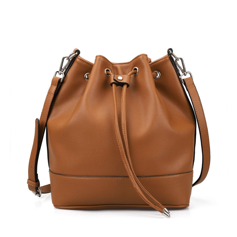 AFKOMST Leather Bucket Bags and Drawstring Crossbody Purse for Women Medium Tote and Hobo Handbags with 2 Shouder Straps - Image 1